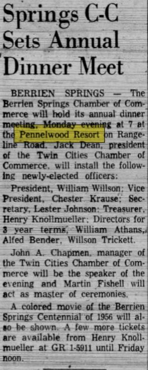 Pennellwood Resort - May 11 1960 Article (newer photo)